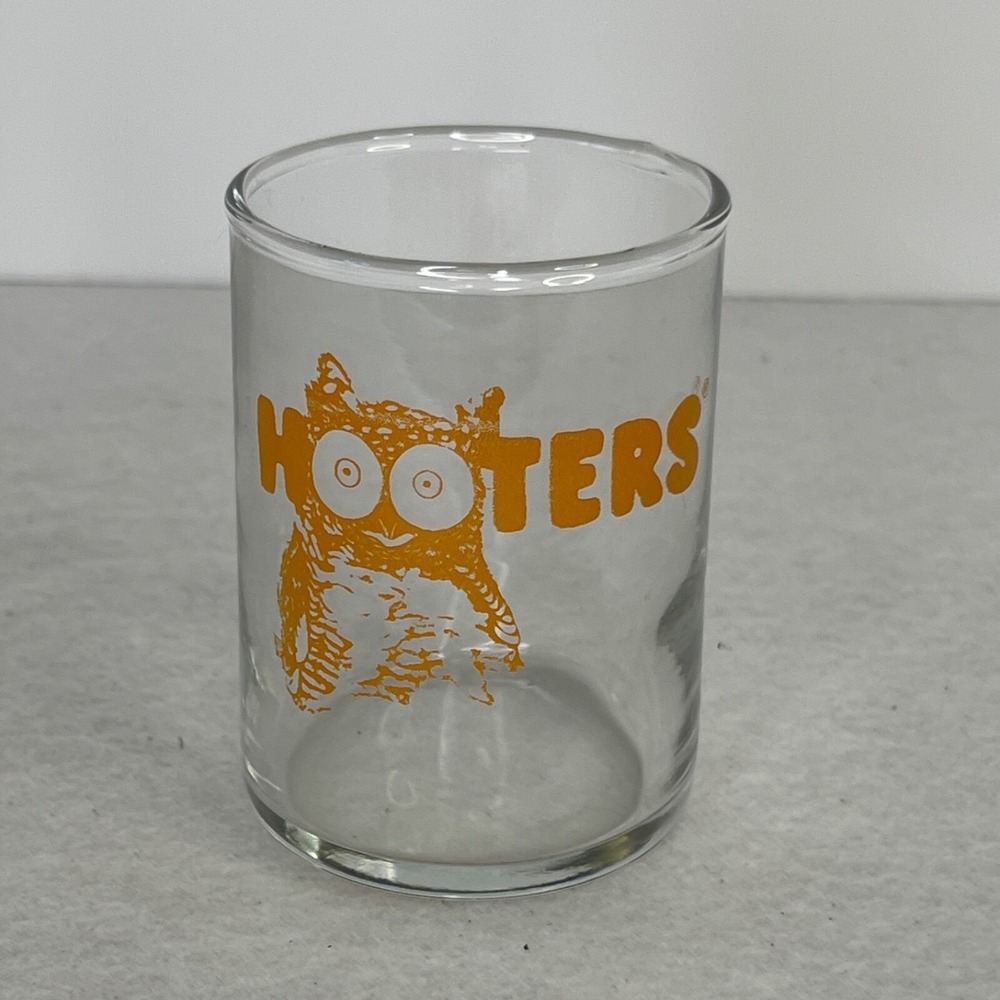 Hooters Owl Shot Glass Man Cave Bar Novelty Souvenir Gift Orange Clear